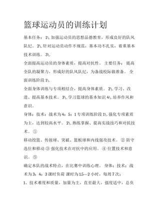 篮球运动员的训练计划