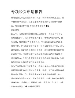 专项经费申请报告