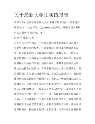 关于最新大学生实践报告