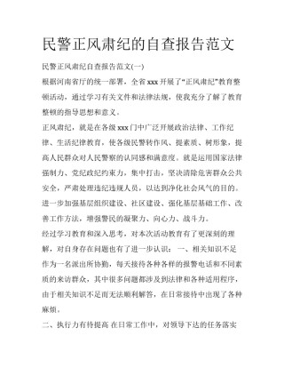 民警正风肃纪的自查报告范文