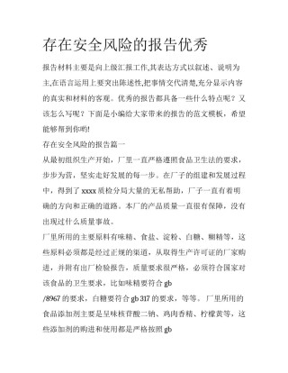 存在安全风险的报告优秀