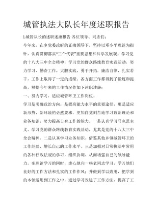 城管执法大队长年度述职报告