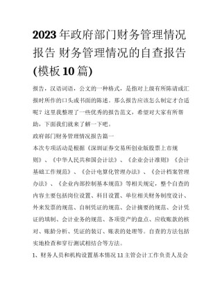 2023年政府部门财务管理情况报告 财务管理情况的自查报告(模板10篇)