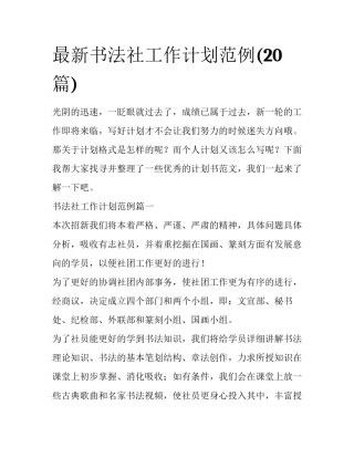 最新书法社工作计划范例(20篇)