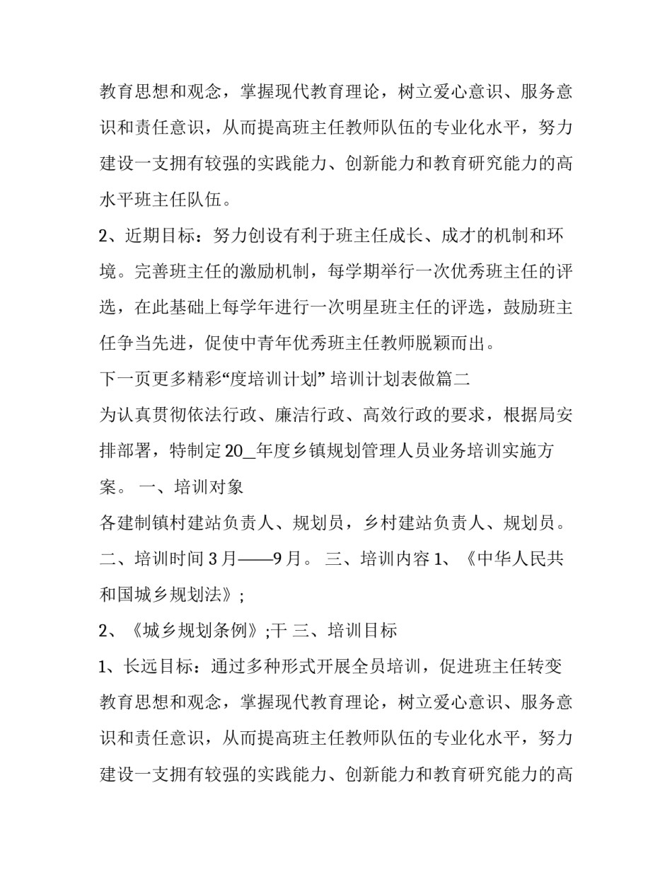 最新培训计划表做(优质12篇)_第2页