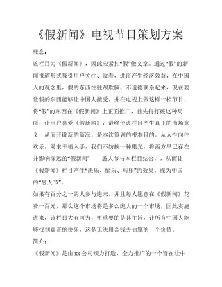 《假新闻》电视节目策划方案