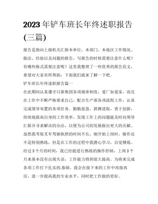 2023年铲车班长年终述职报告(三篇)
