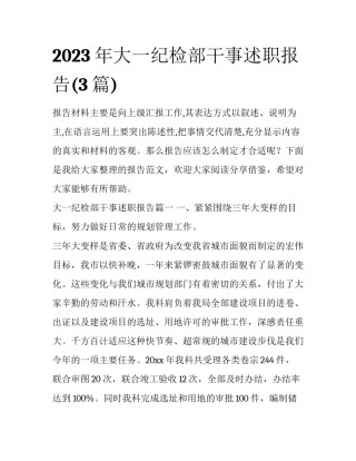 2023年大一纪检部干事述职报告(3篇)