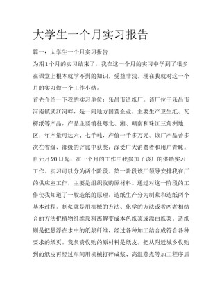 大学生一个月实习报告