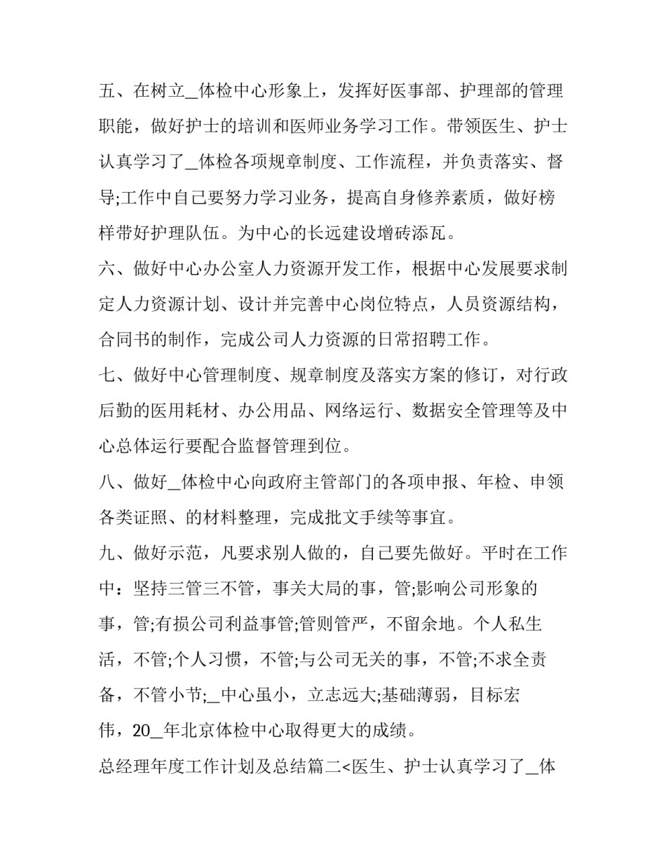 总经理年度工作计划及总结(优质15篇)_第2页