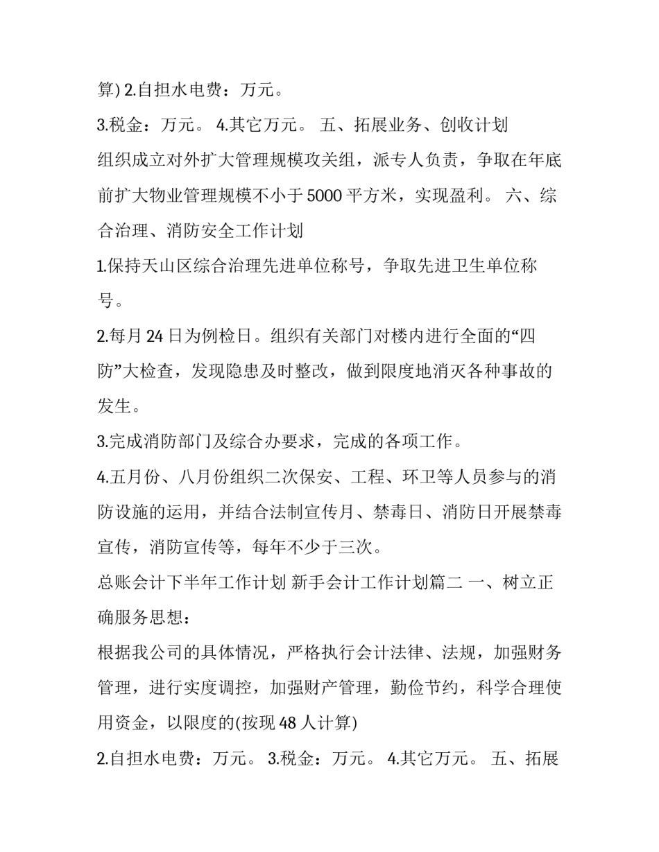 2023年总账会计下半年工作计划 新手会计工作计划(五篇)_第2页