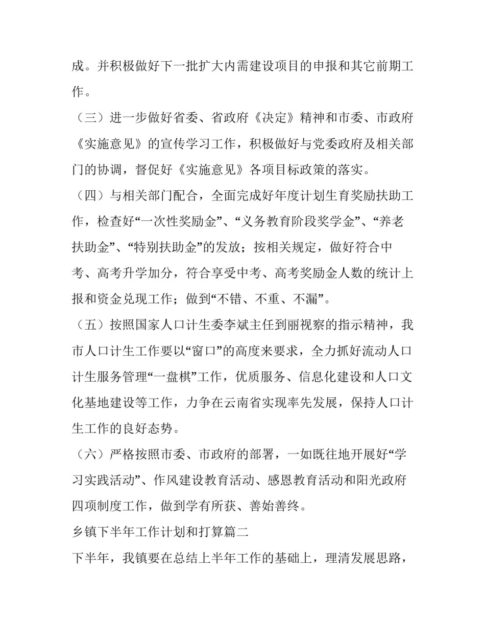 乡镇下半年工作计划和打算(实用15篇)_第2页