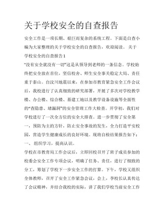 关于学校安全的自查报告