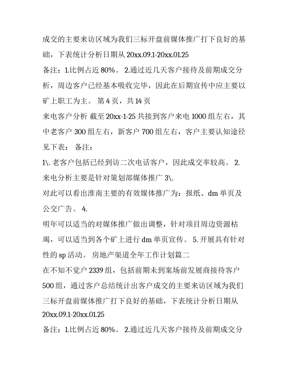 2023年房地产渠道全年工作计划(3篇)_第2页