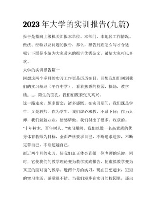 2023年大学的实训报告(九篇)