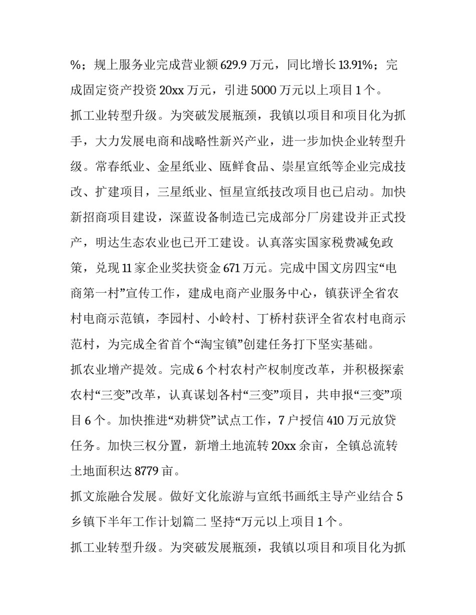 2023年乡镇下半年工作计划(精选8篇)_第2页