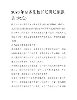 2023年总务副校长述责述廉报告(六篇)