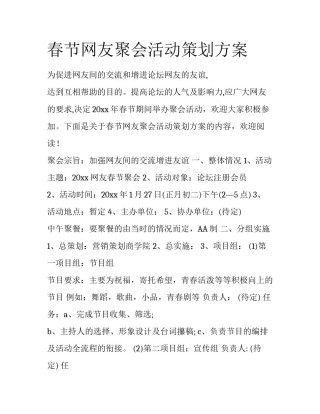 春节网友聚会活动策划方案