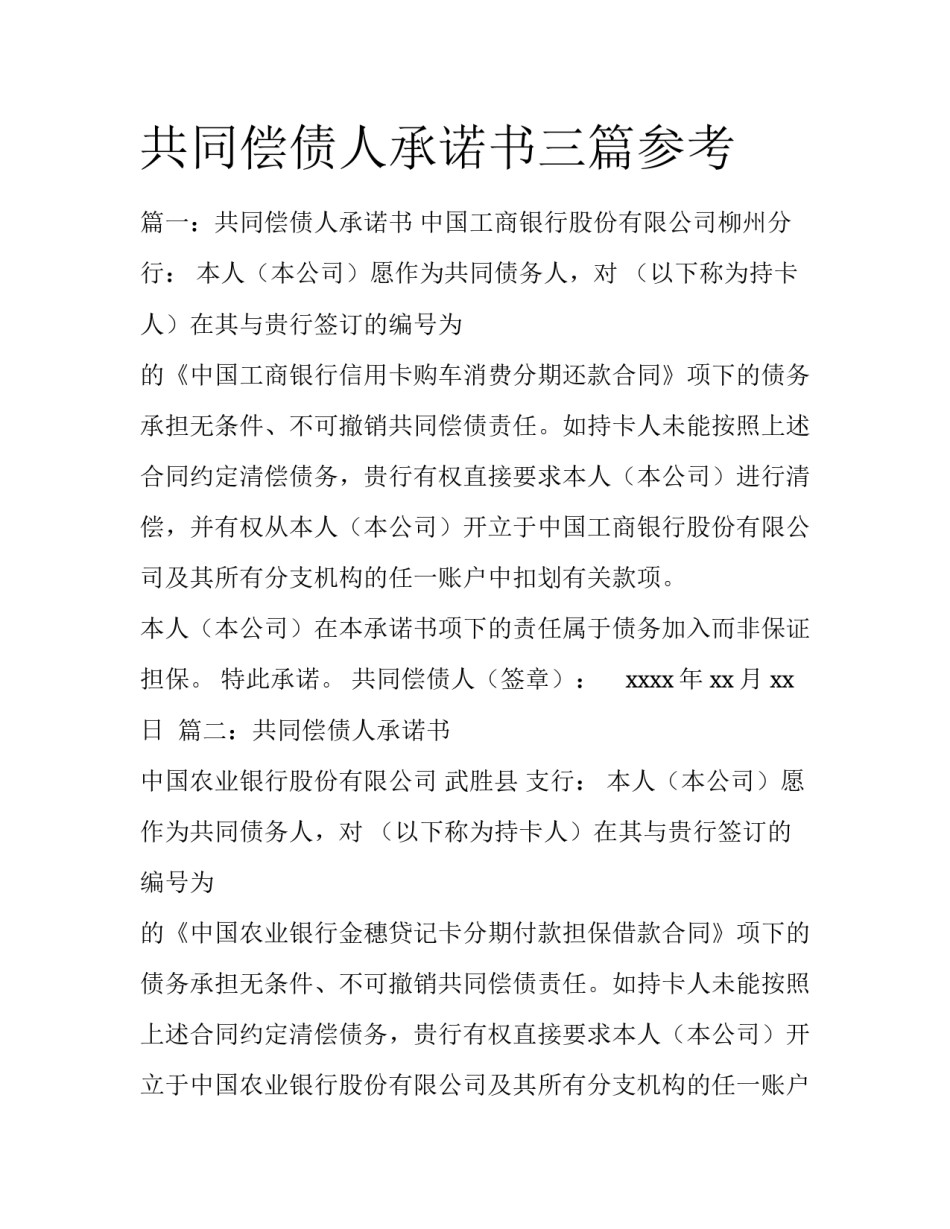 共同偿债人承诺书三篇参考_第1页