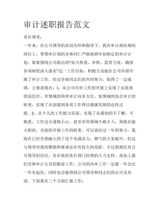 审计述职报告范文