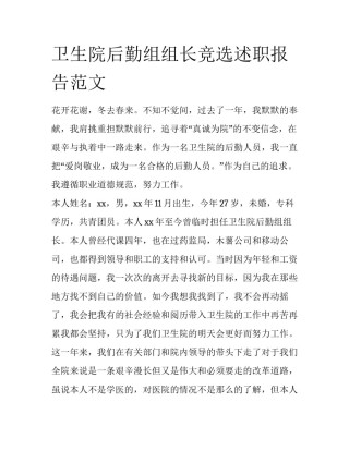 卫生院后勤组组长竞选述职报告范文