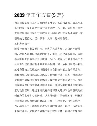 2023年工作方案(5篇)