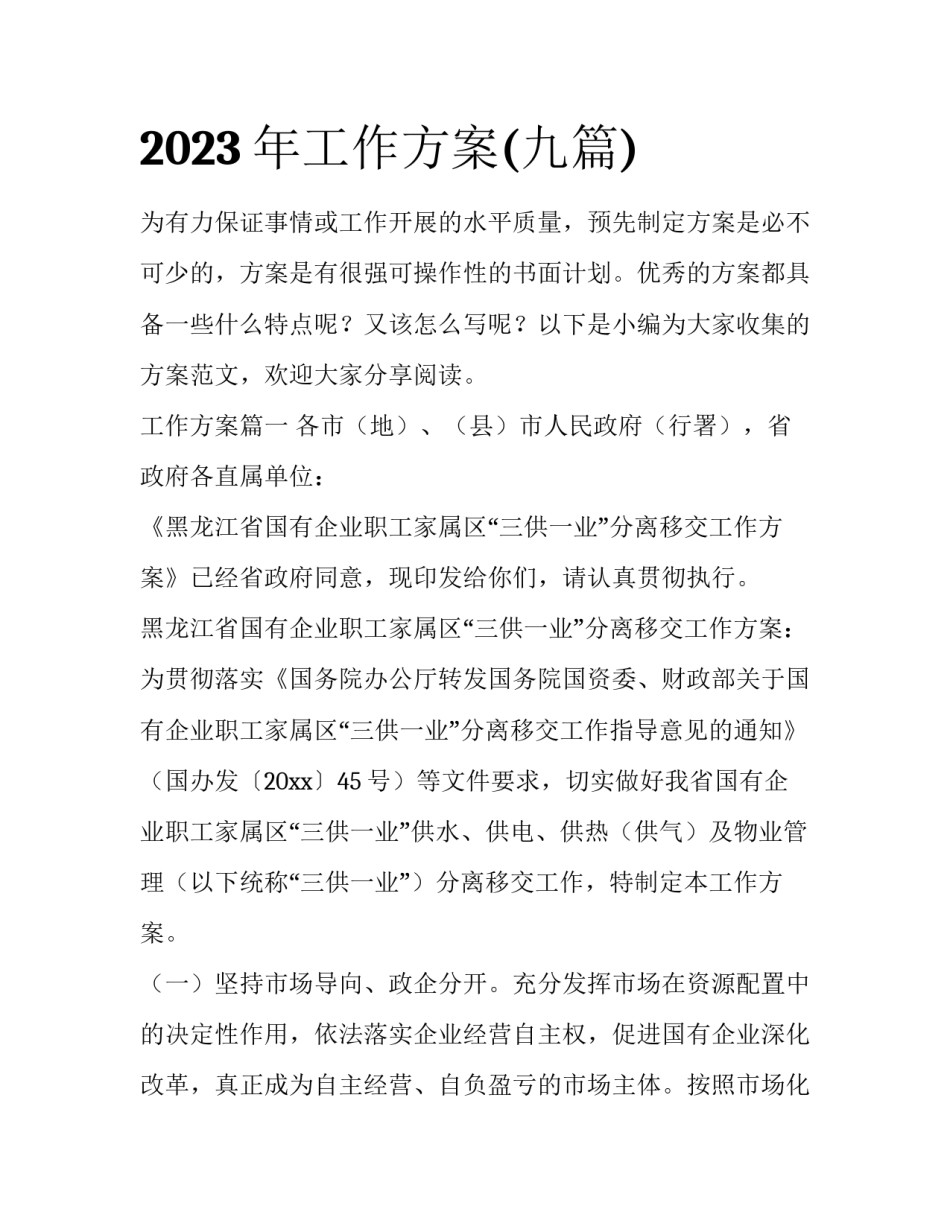 2023年工作方案(九篇)_第1页