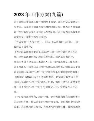 2023年工作方案(九篇)