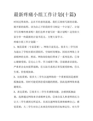 最新疼痛小组工作计划(十篇)