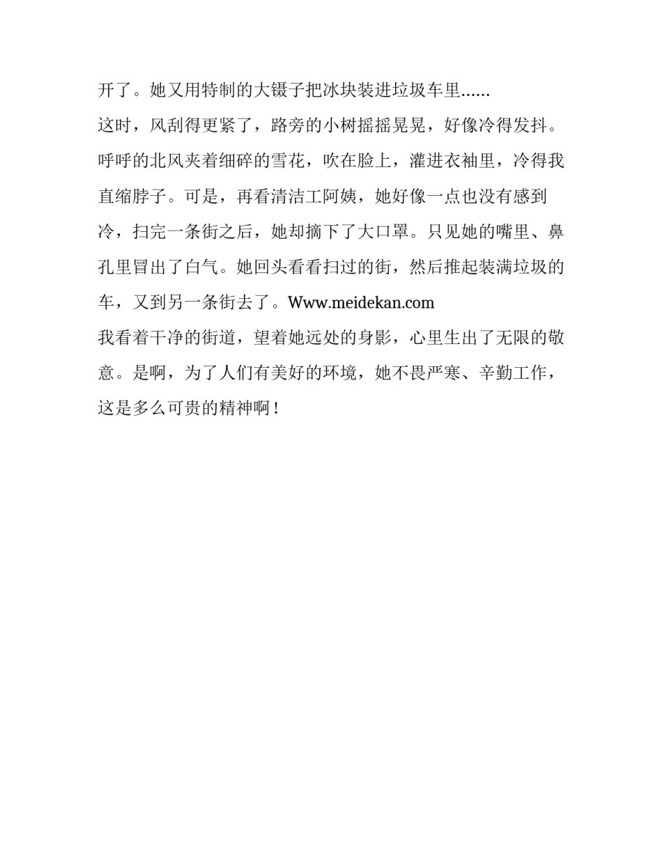不畏严寒的清洁工_关于赞美清洁工的作文600字_第2页