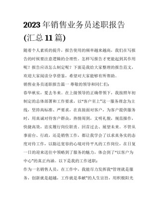 2023年销售业务员述职报告(汇总11篇)
