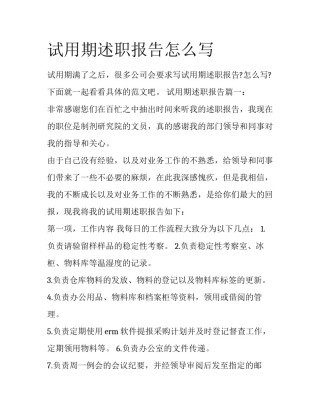 试用期述职报告怎么写