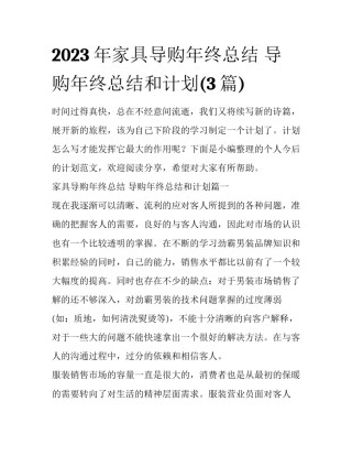 2023年家具导购年终总结 导购年终总结和计划(3篇)