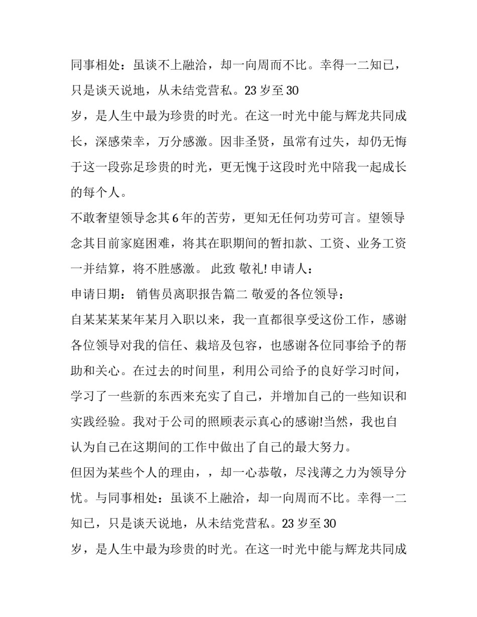 2023年销售员离职报告(25篇)_第2页