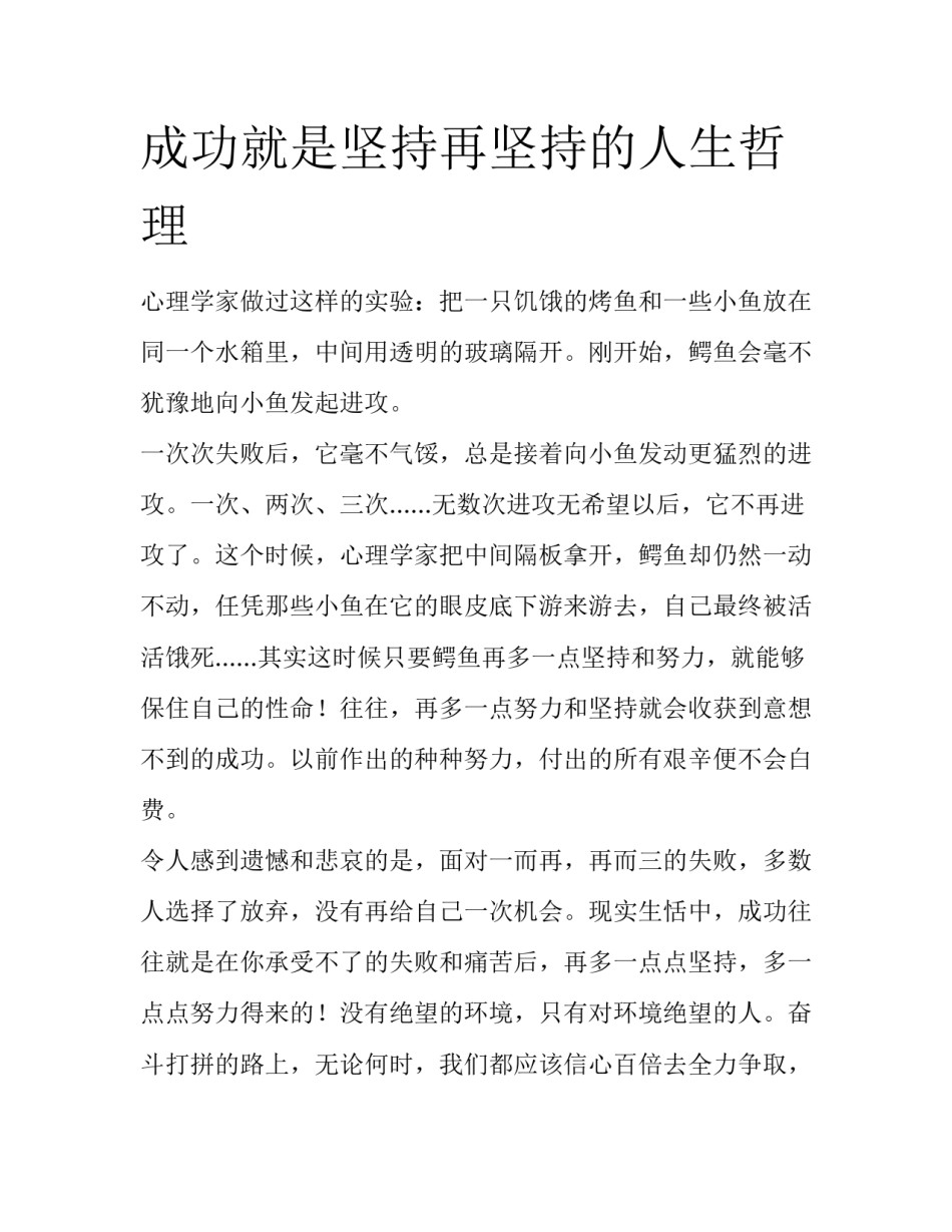成功就是坚持再坚持的人生哲理_第1页