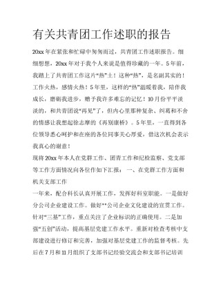有关共青团工作述职的报告