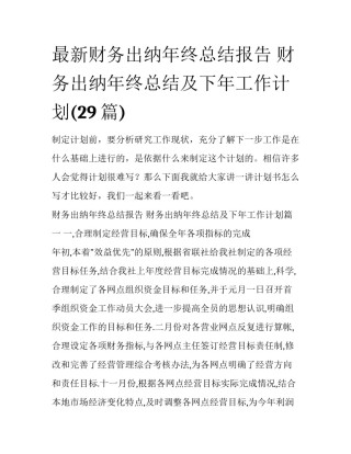 最新财务出纳年终总结报告 财务出纳年终总结及下年工作计划(29篇)