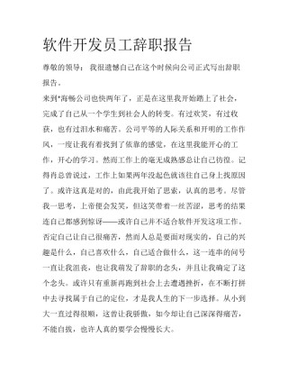 软件开发员工辞职报告