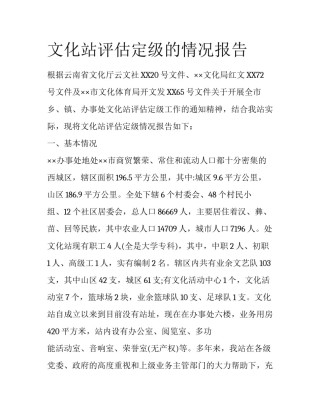 文化站评估定级的情况报告