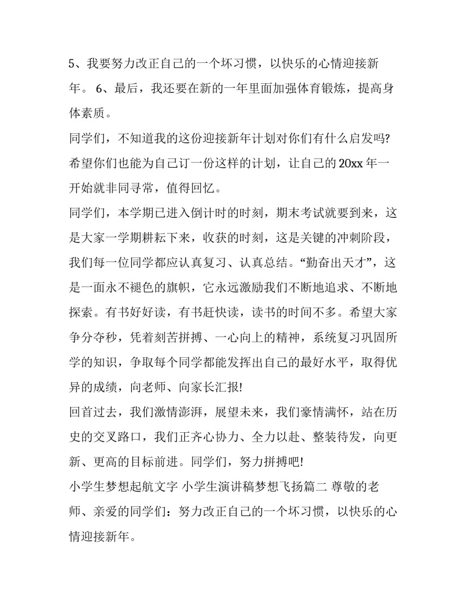 小学生梦想起航文字 小学生演讲稿梦想飞扬(五篇)_第2页