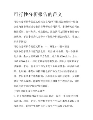 可行性分析报告的范文