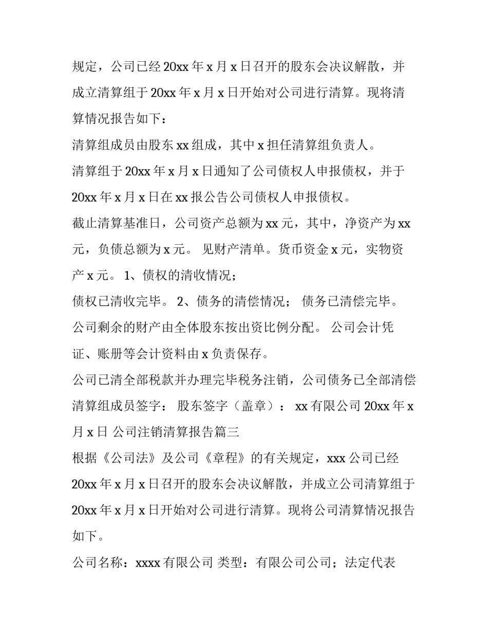 最新公司注销清算报告(3篇)_第3页
