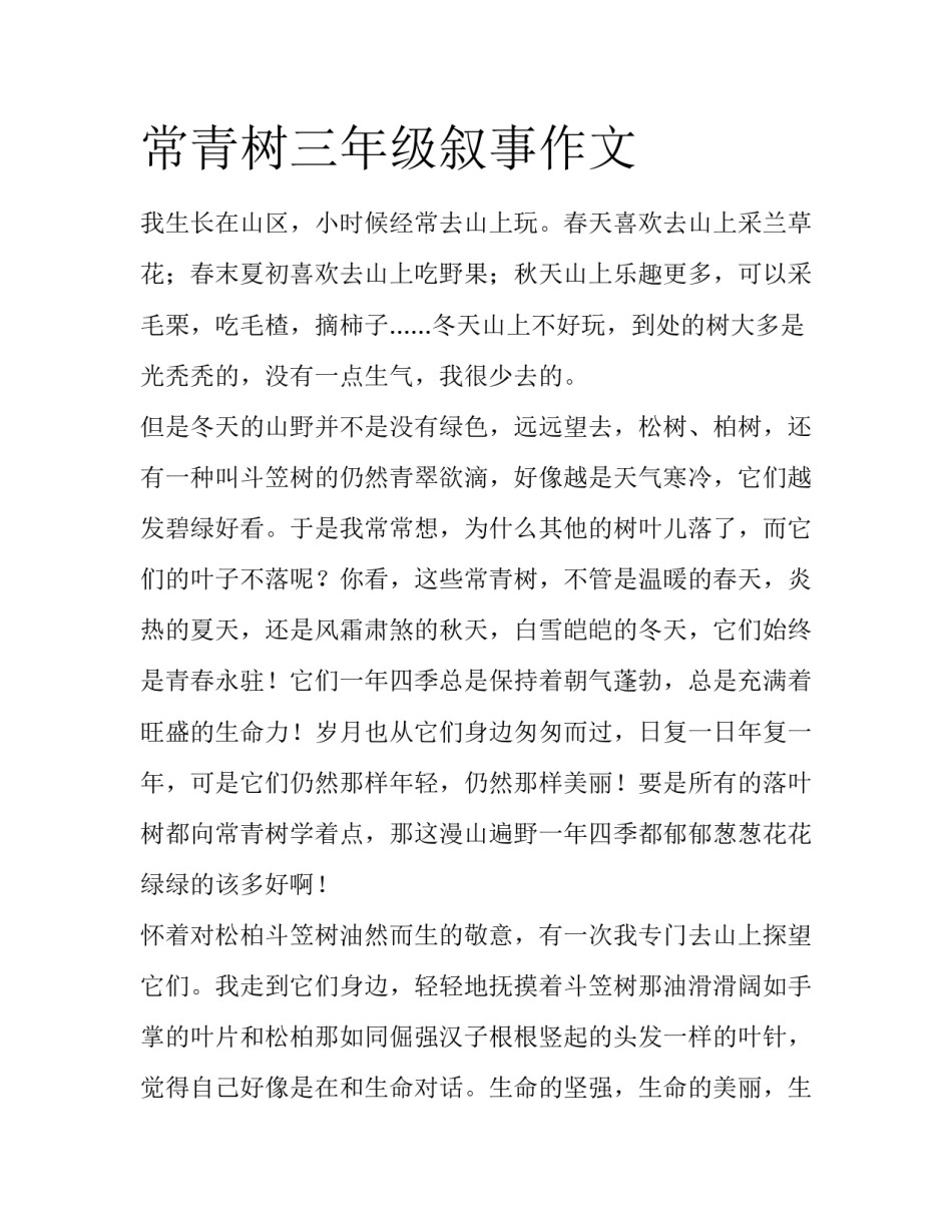常青树三年级叙事作文_第1页