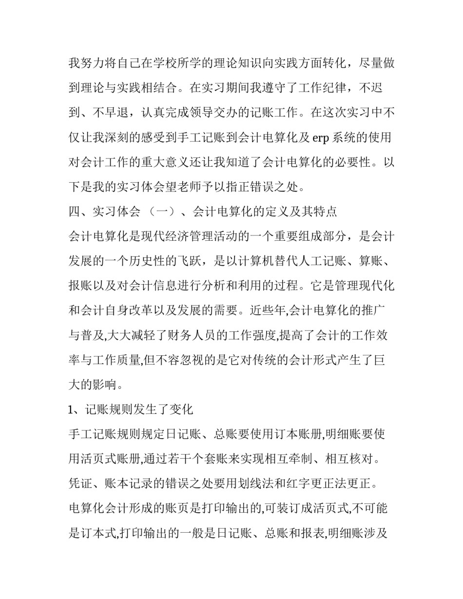 关于公司会计电算化岗位实习报告_第2页
