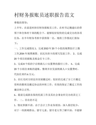 村财务报账员述职报告范文