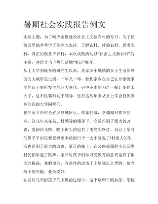 暑期社会实践报告例文