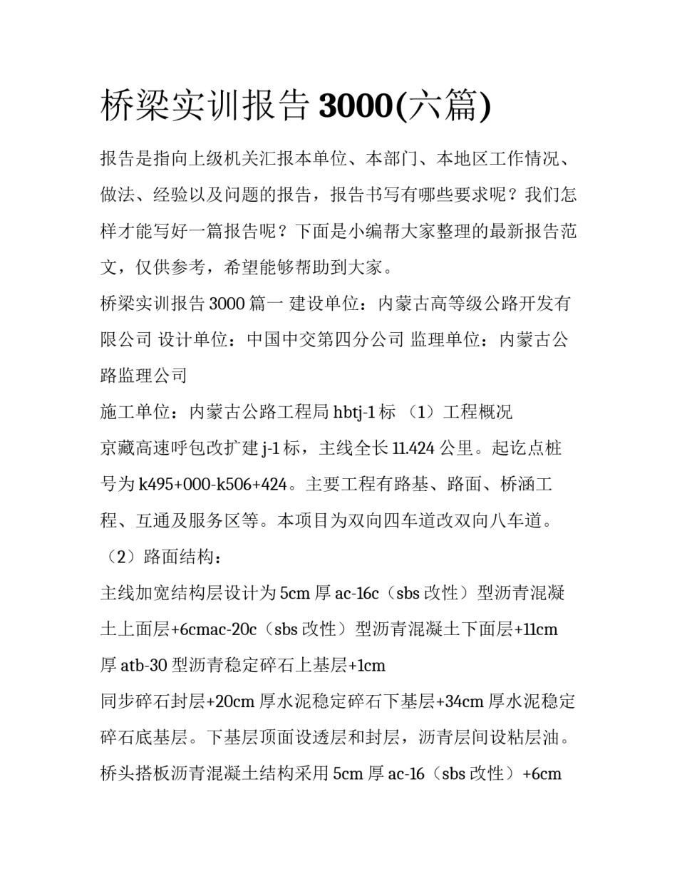 桥梁实训报告3000(六篇)_第1页