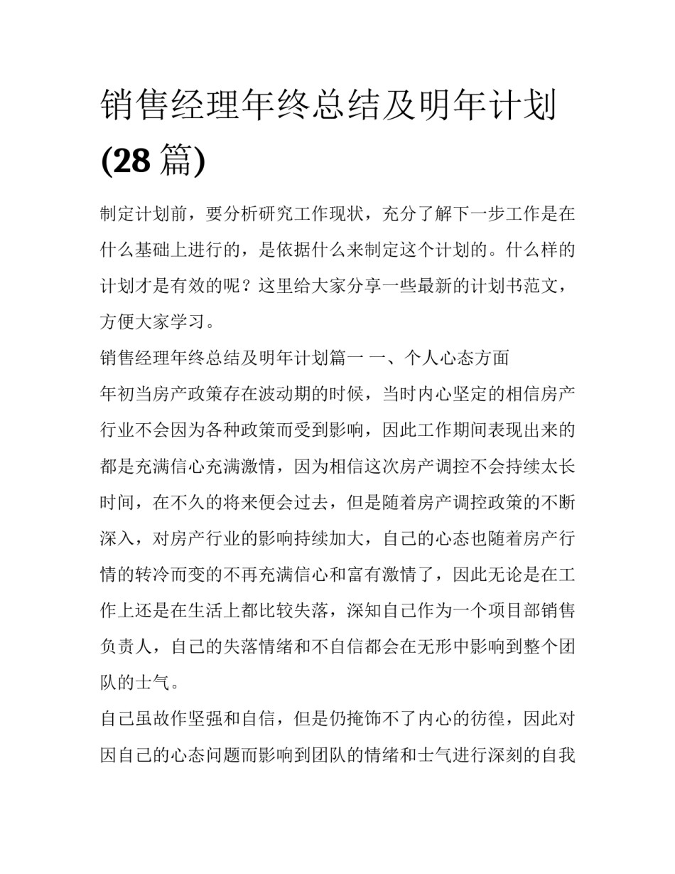销售经理年终总结及明年计划(28篇)_第1页