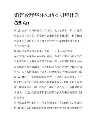 销售经理年终总结及明年计划(28篇)
