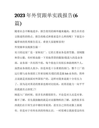 2023年外贸跟单实践报告(6篇)